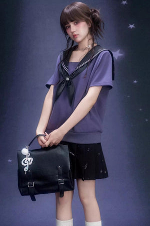 Deep Purple Sailor Collar Dress