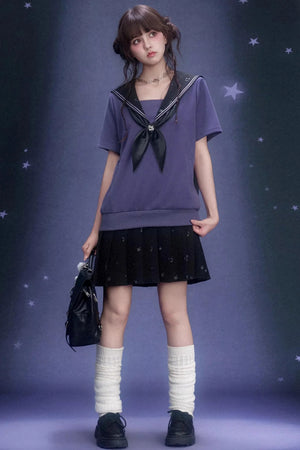 Deep Purple Sailor Collar Dress