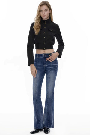 Deep Sea Blue Flared Denim Pants