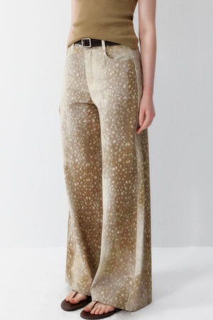 Deer Print Wide Leg Pants