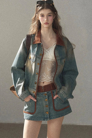 Denim Jacket & Skirt Suit Set-Up