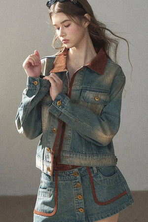 Denim Jacket & Skirt Suit Set-Up