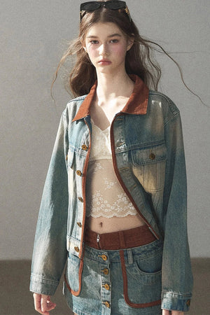 Denim Jacket & Skirt Suit Set-Up