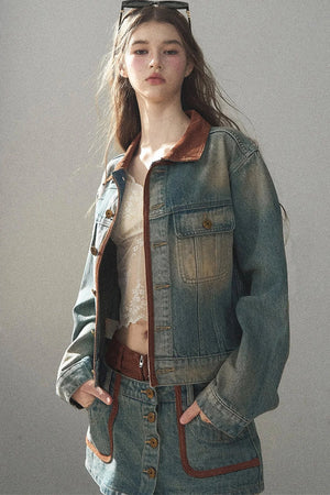Denim Jacket & Skirt Suit Set-Up
