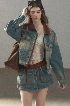 Denim Jacket & Skirt Suit Set-Up