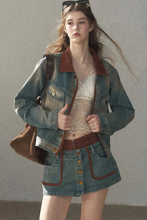 Denim Jacket & Skirt Suit Set-Up
