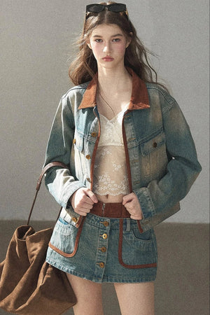 Denim Jacket & Skirt Suit Set-Up