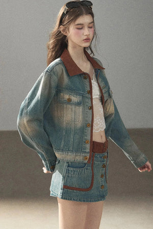 Denim Jacket & Skirt Suit Set-Up