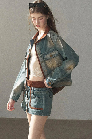 Denim Jacket & Skirt Suit Set-Up