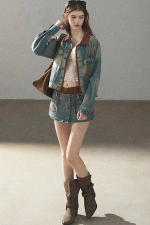 Denim Jacket & Skirt Suit Set-Up