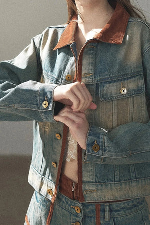 Denim Jacket & Skirt Suit Set-Up