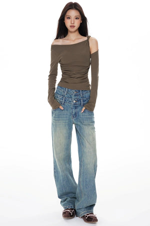 Denim Wide-Leg Pants