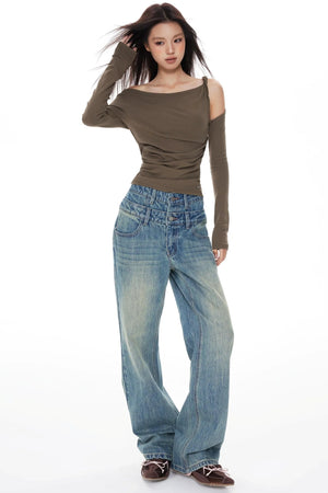 Denim Wide-Leg Pants