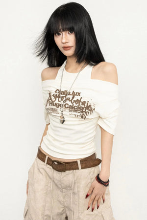 Design Neck Short Top