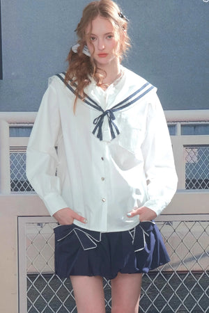 Design Sense Collar Belt Shirt