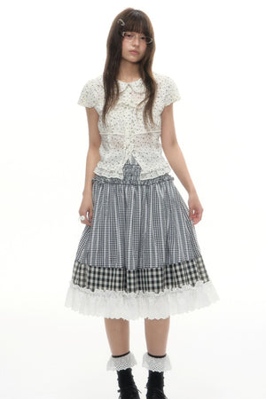 Designer Plaid Doll Collar Shirt