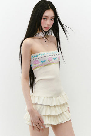 Designer Woolen Floral Halter Top