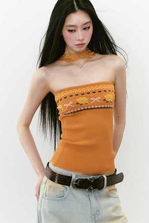 Designer Woolen Floral Halter Top