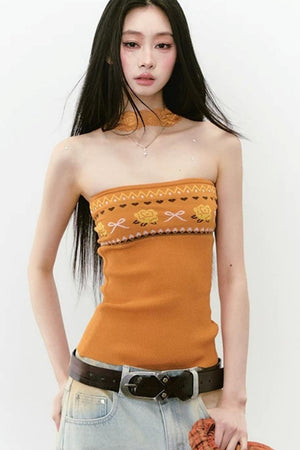 Designer Woolen Floral Halter Top