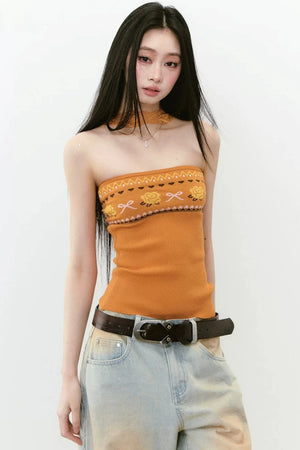 Designer Woolen Floral Halter Top
