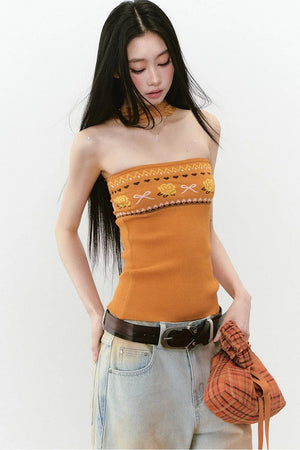 Designer Woolen Floral Halter Top