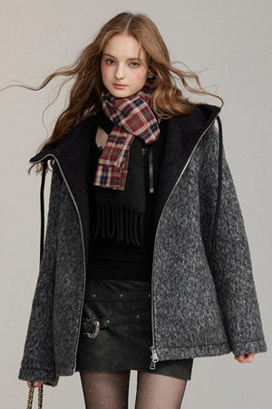Detachable Check Wool Scarf