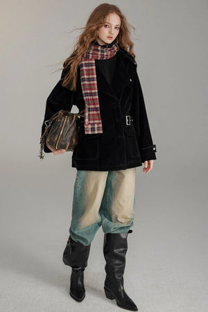 Detachable Check Wool Scarf