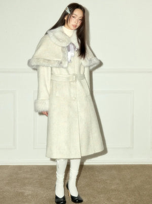 Detachable Cloak Long Tweed Coat