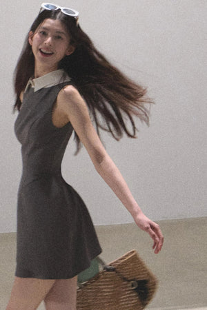 Detachable Collar Wool Dress