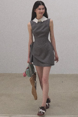 Detachable Collar Wool Dress