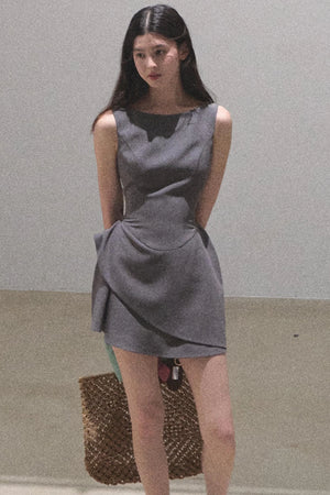 Detachable Collar Wool Dress