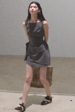 Detachable Collar Wool Dress