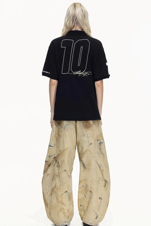 Detachable Fur Collar Retro Polo Top