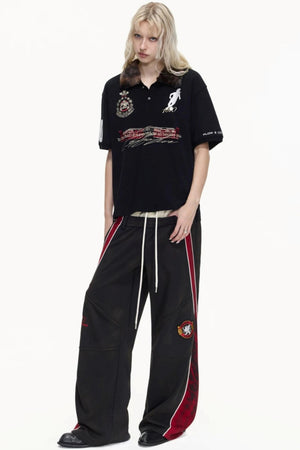 Detachable Fur Collar Retro Polo Top