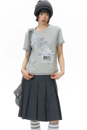 Detachable Pleated Midi Skirt Set