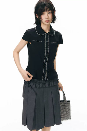 Detachable Pleated Midi Skirt Set