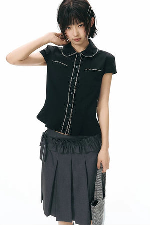 Detachable Pleated Midi Skirt Set
