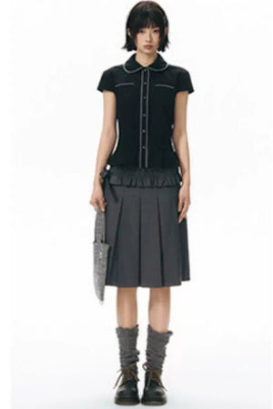 Detachable Pleated Midi Skirt Set