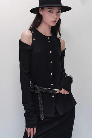 Detachable Round Neck Knitted Cardigan