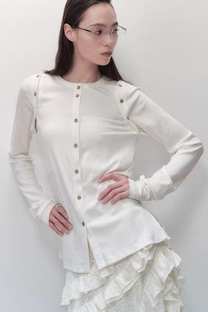 Detachable Round Neck Knitted Cardigan