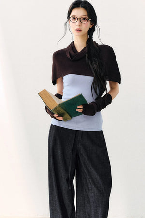 Detachable Shawl Knit Top Set-Up
