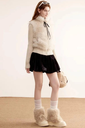 Detachable Sleeve Fur Coat