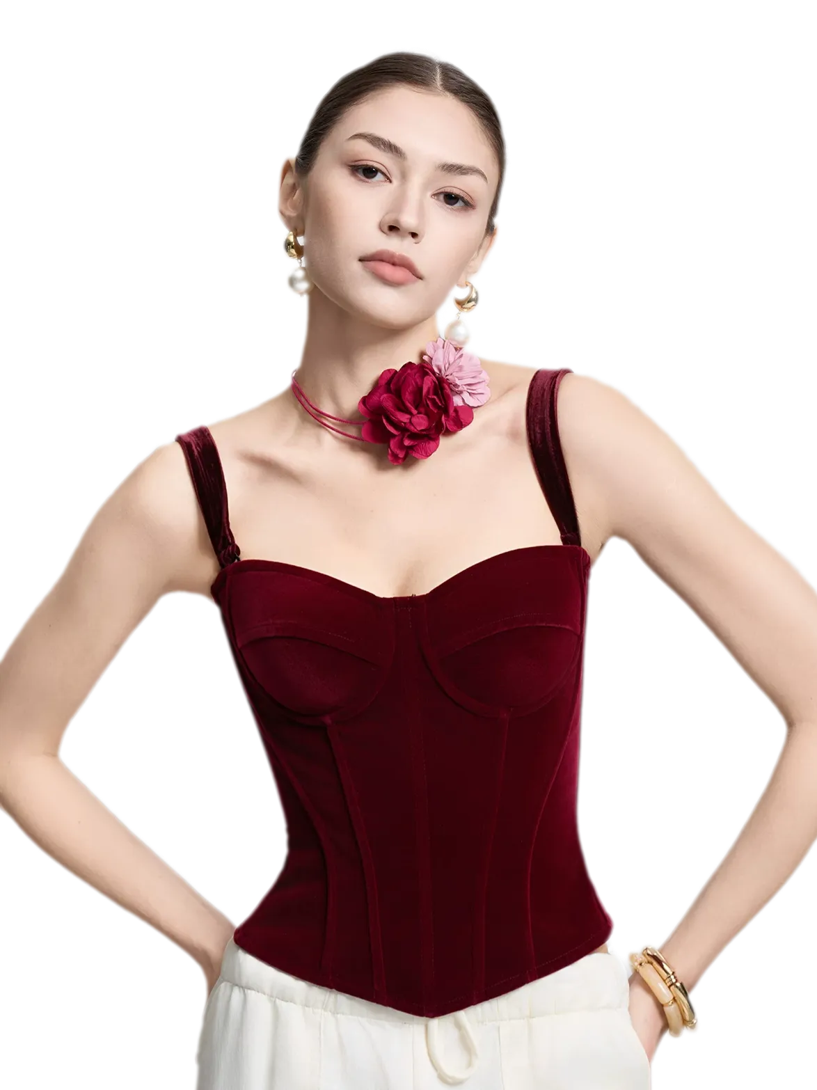 Velvet Boned Corset Top