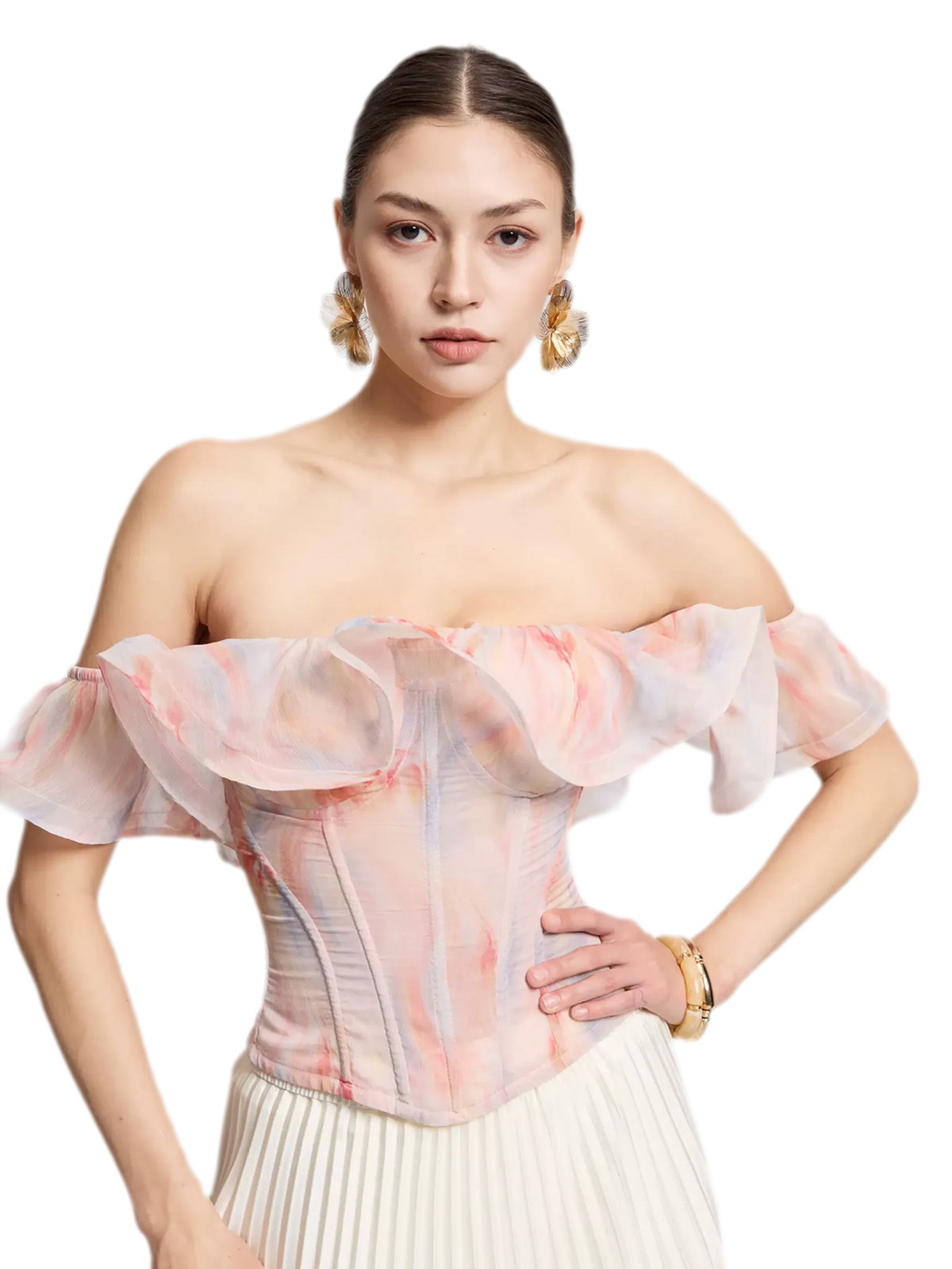 Rainbow Ruffle Corset Bustier