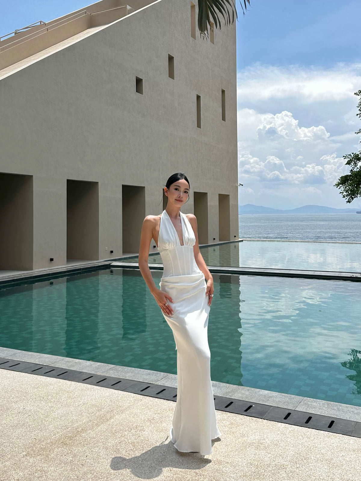 Satin Halter Backless Maxi Dress