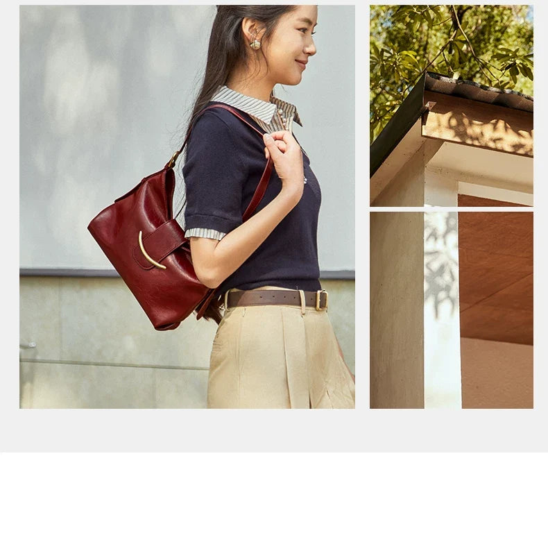 Draped Leather Shoulder Bag