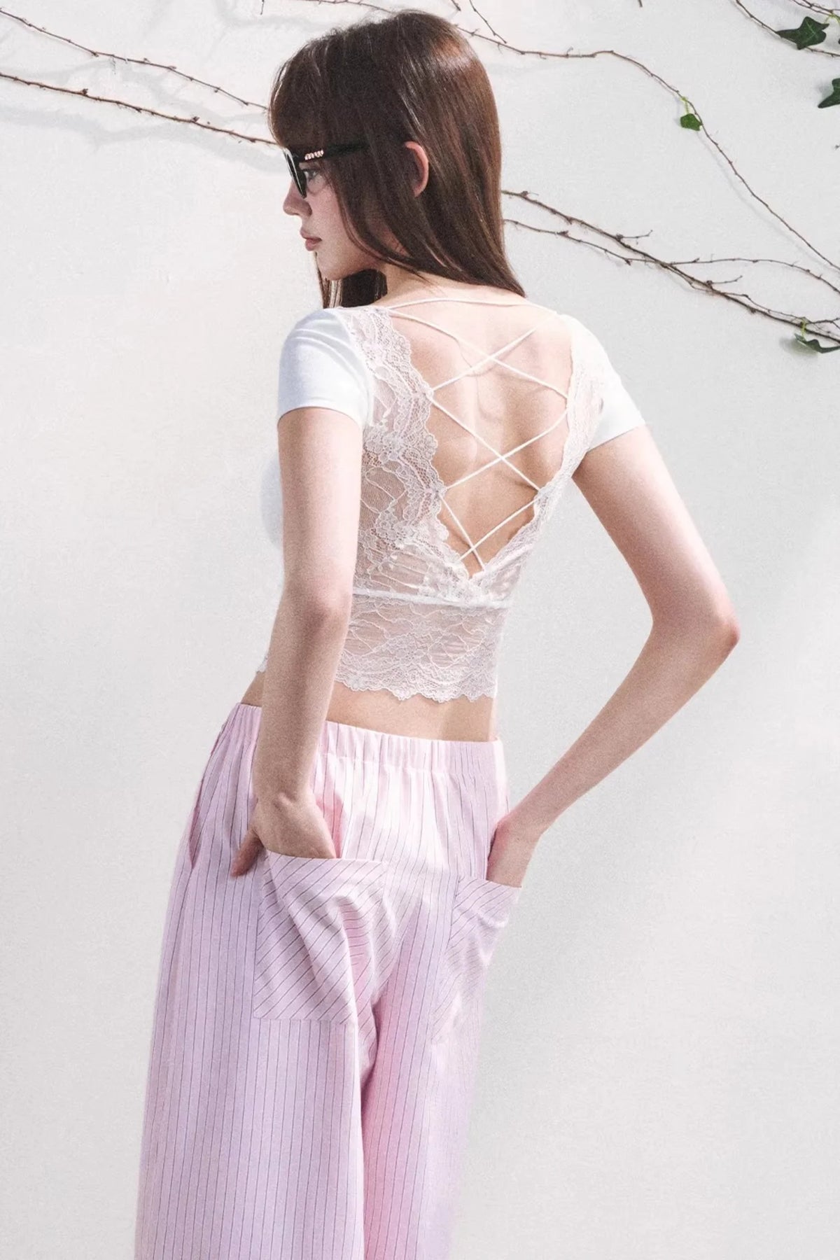 Dewdrop Lace Backless Top