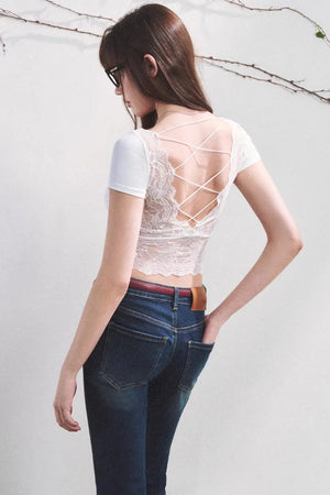 Dewdrop Lace Backless Top