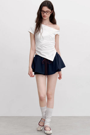Diagonal Shoulder Waist T-Shirt