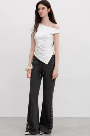 Diagonal Shoulder Waist T-Shirt